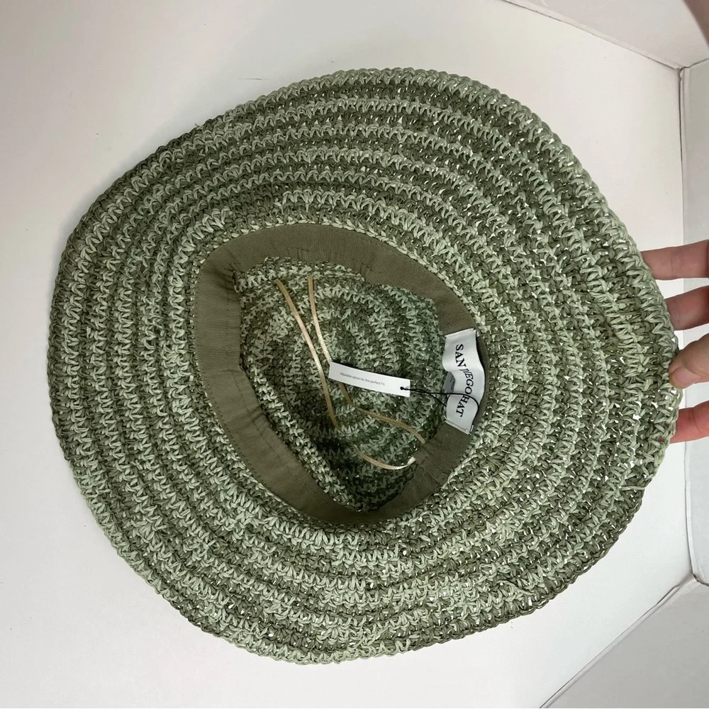 San Diego Hat Co. Hat Sun Travel Lightweight Packable Floppy Striped Olive Green